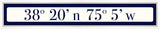 Ocean City Coordinates Sign - Navy