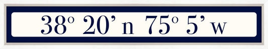 Ocean City Coordinates Sign - Navy