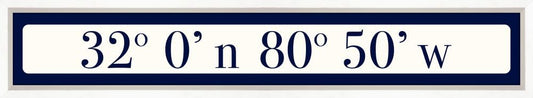 Tybee Island Coordinates Sign - Navy