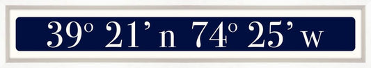 Atlantic City Coordinates Sign - Navy Reverse