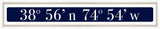 Cape May Coordinates Sign - Navy Reverse