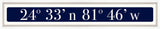 Key West Coordinates Sign - Navy Reverse
