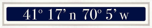Nantucket Coordinates Sign - Navy Reverse