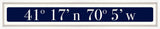 Nantucket Coordinates Sign - Navy Reverse