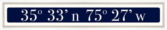 Outer Banks Coordinates Sign - Navy Reverse