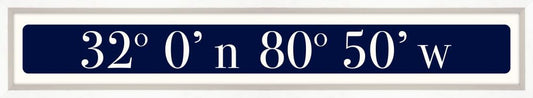 Tybee Island Coordinates Sign - Navy Reverse