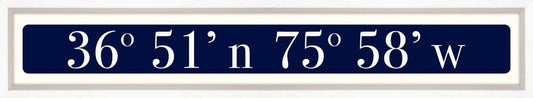 Virginia Beach Coordinates Sign - Navy Reverse