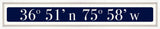 Virginia Beach Coordinates Sign - Navy Reverse