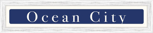 Ocean City - White on Navy (Distressed White)