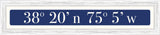 Ocean City Coordinates - White on Navy (Distressed White)