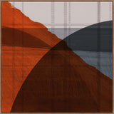 Red Geometric Flux in Gallery Walnut