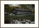 Romantic Boathouse in Calm Mountain Lake