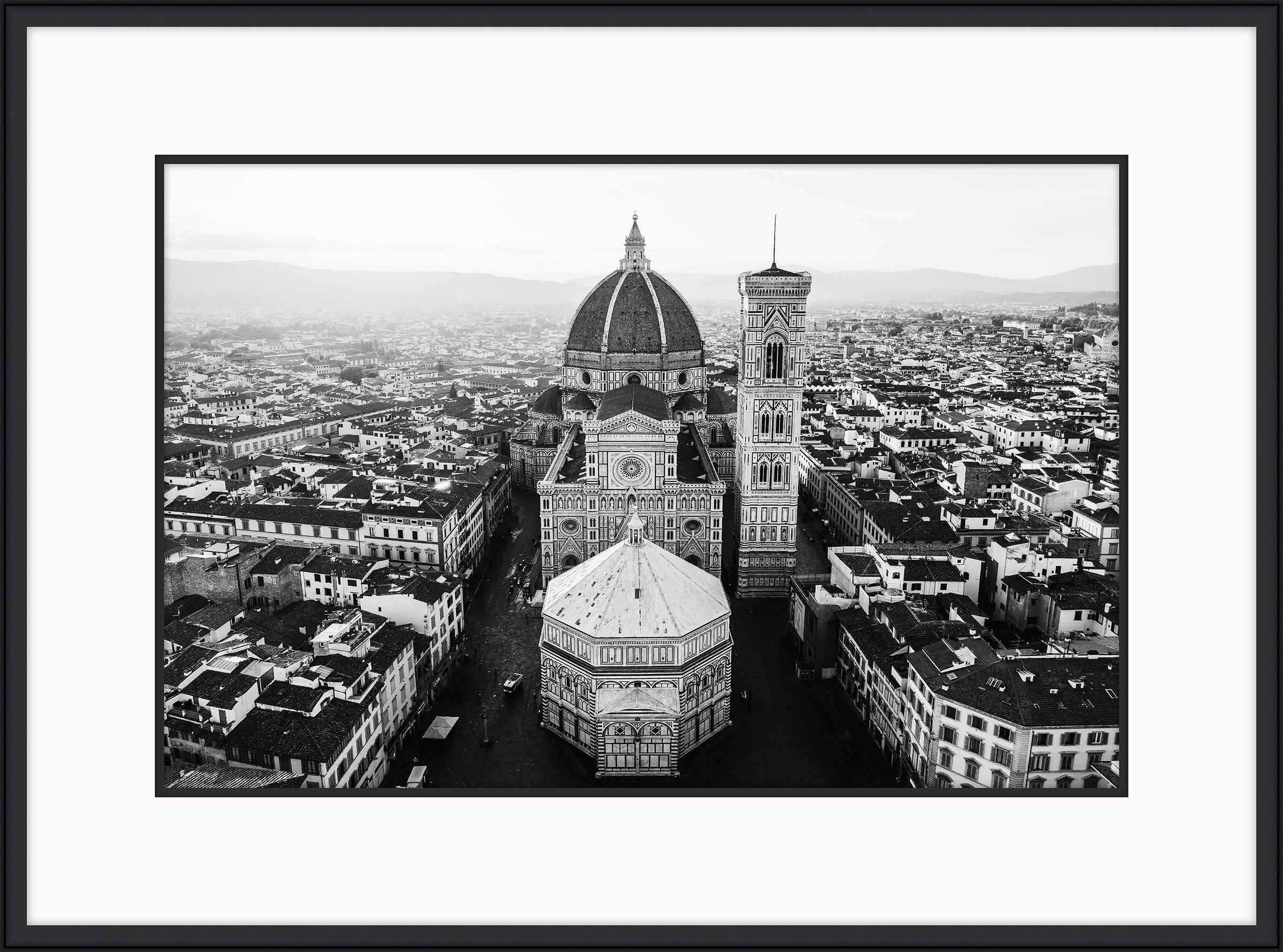 View of Florence City Skyline Featuring the Duomo and Historic Rooftops