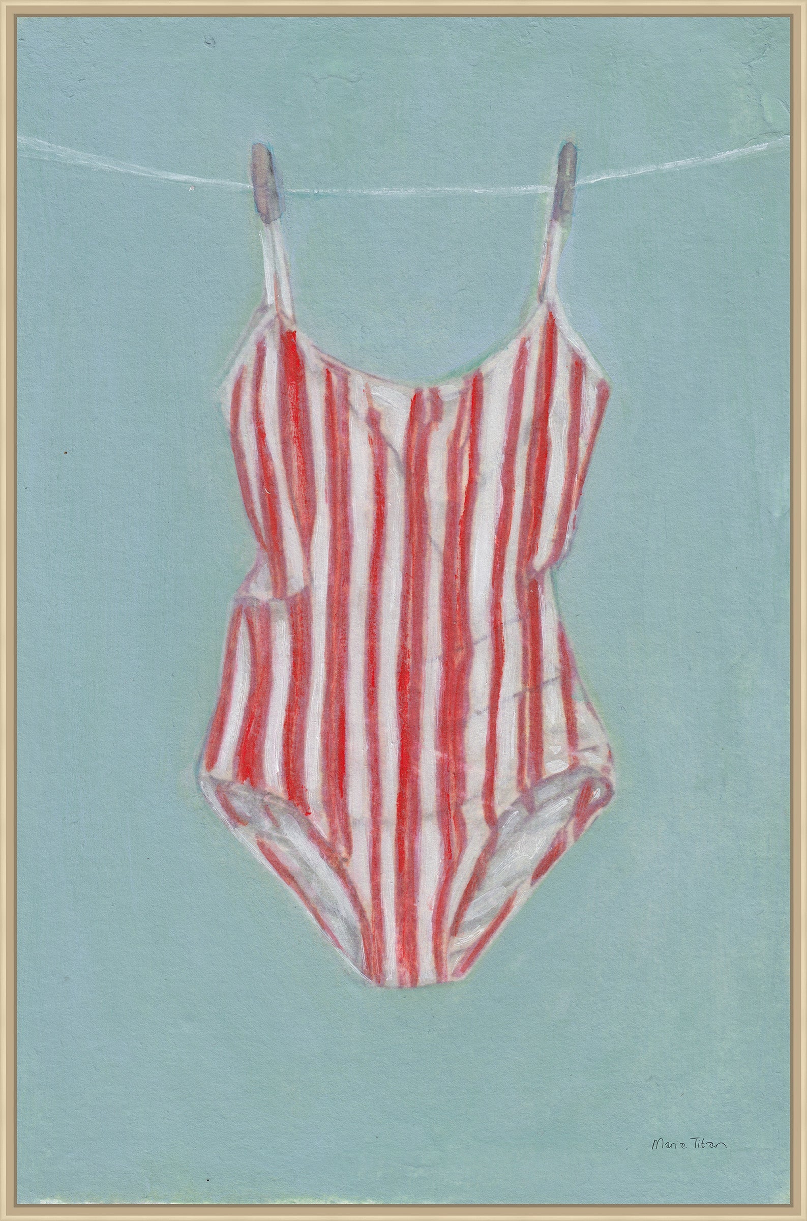 Striped Swim Suit II on Canvas