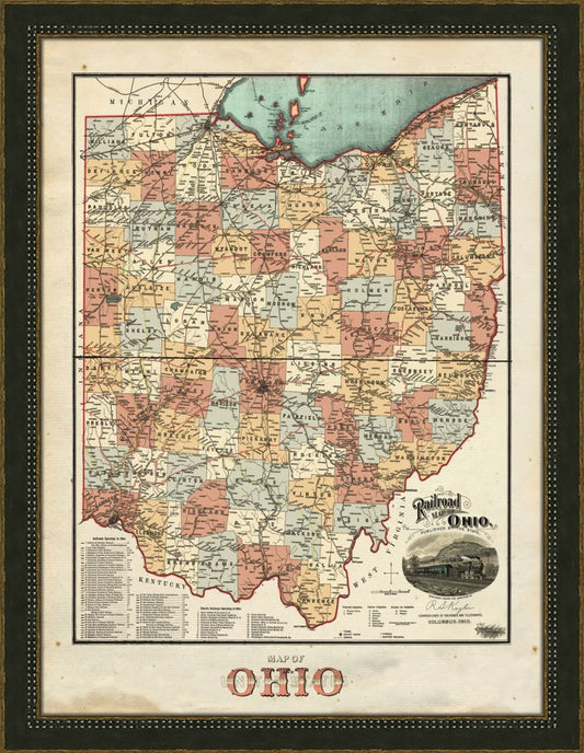 UNIQUE RAILROAD MAP OF OHIO