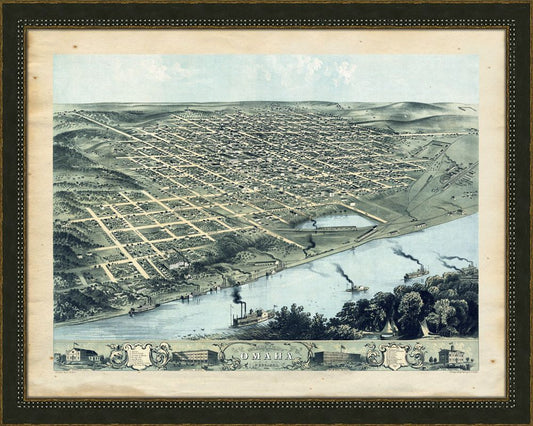 BIRD'S-EYE-VIEW OF OMAHA, NEBRASKA 1862