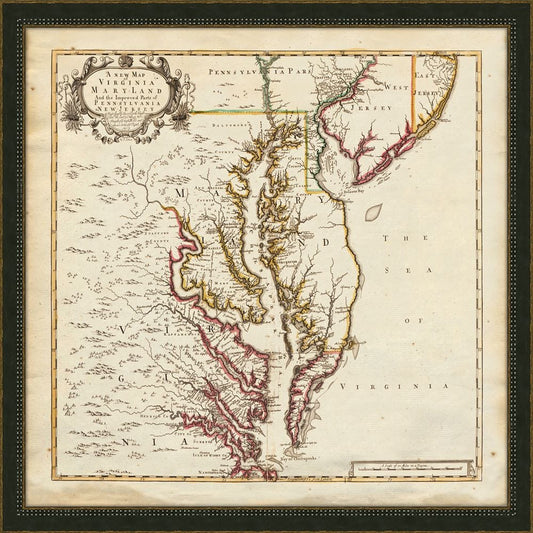 A New Map of MD, VA, NJ and PA - 1719