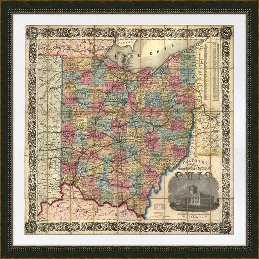Colton's Railroad &Township Map of Ohio - 1854