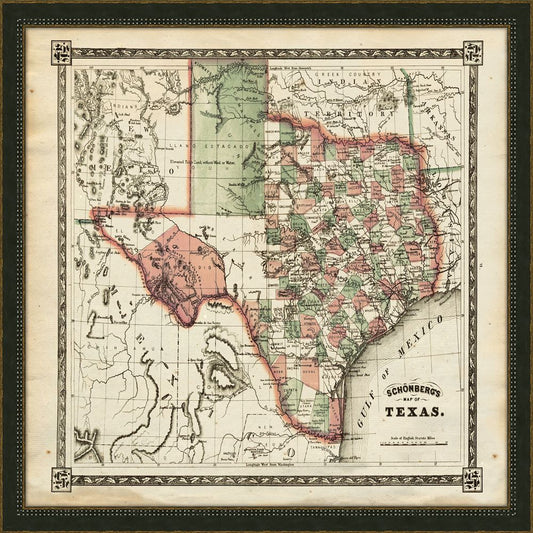 Schonbergs Map of Texas - 1866