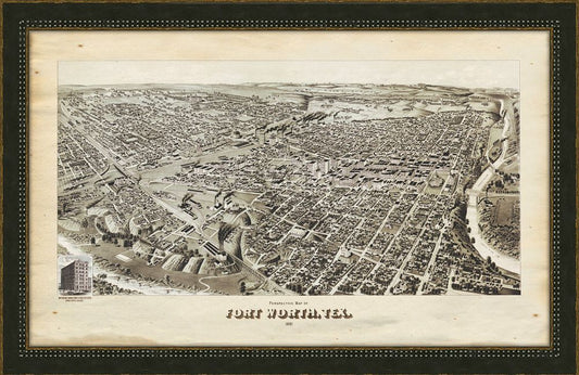 BIRD'S-EYE-VIEW OF FORT WORTH TEXAS - 1891