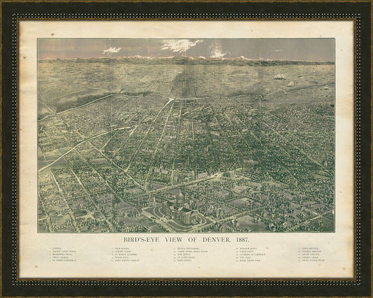 BIRD'S-EYE-VIEW OF DENVER, COLORADO - 1887