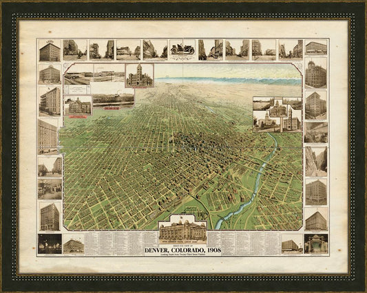 BIRD'S-EYE-VIEW OF DENVER, COLORADO - 1908