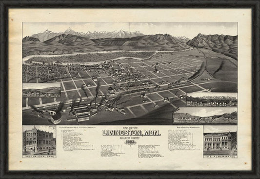 Birds Eye View, Livingston, Montana, 1883