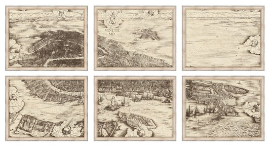 Bird's Eye View of Venice from the South, c. 1500 - Set of Six