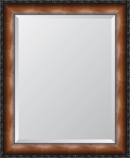 3 1/8" Faux Walnut Veneer with Black Compo Edge Resin Frame Mirror