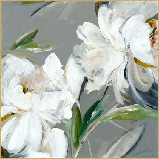 White Peonies Florals I on Canvas