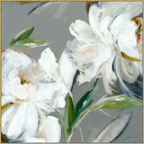 White Peonies Florals I on Canvas