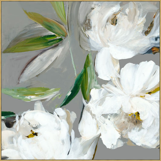 White Peonies Florals II on Canvas