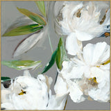 White Peonies Florals II on Canvas