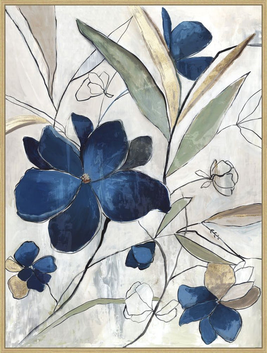 Modern Blue Floral I on Canvas