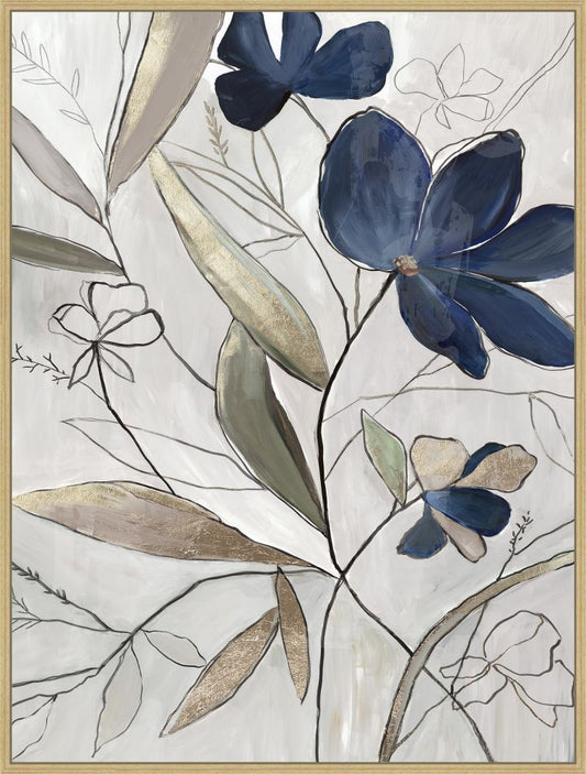 Modern Blue Floral II on Canvas