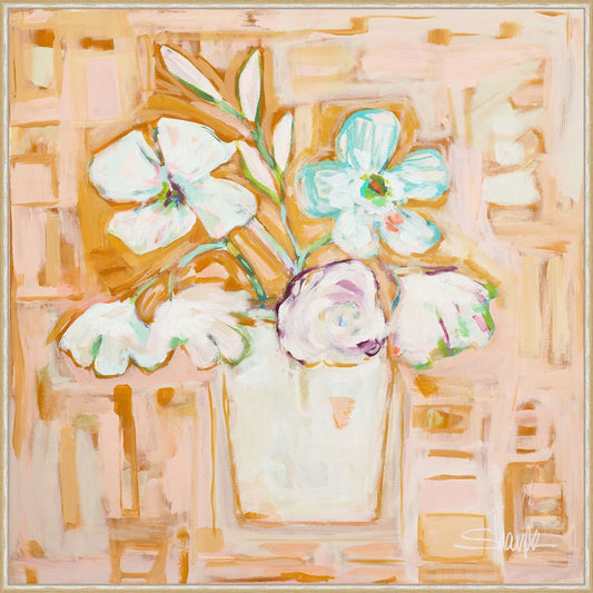 Cream Flower Pot on Canvas