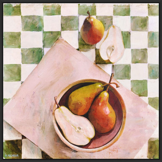 Pears in a Bowl on canvas