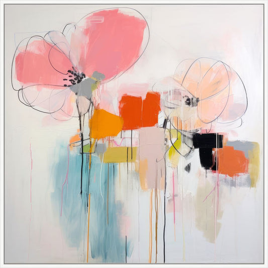 Pink Floral Abstract Collection I on Canvas