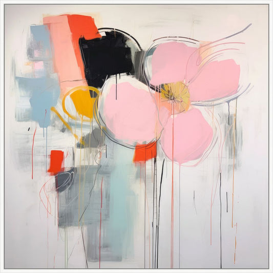 Pink Floral Abstract Collection II on Canvas