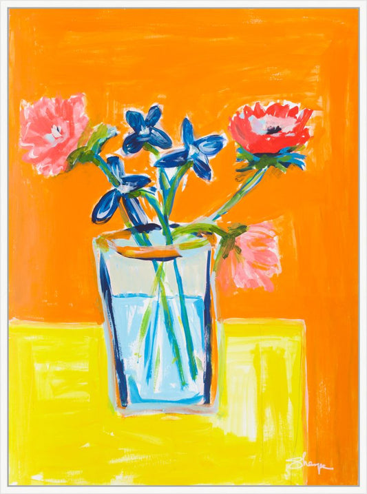 Bouquet of Flowers on a yellow Table on Canvas