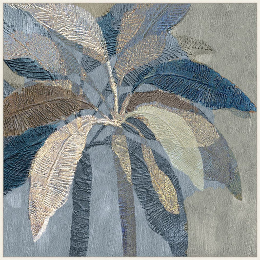 Golden Blue Palms I on Canvas