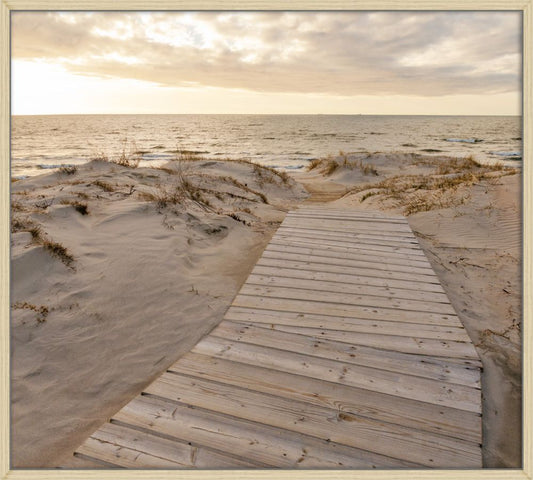 Long Dock in the White Sand on Canvas