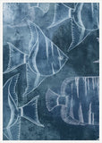 Swimming Fish in Deep Sea Blue Panel II