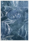 Swimming Fish in Deep Sea Blue Panel III