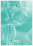 Swimming Fish in Miami Teal  Panel I