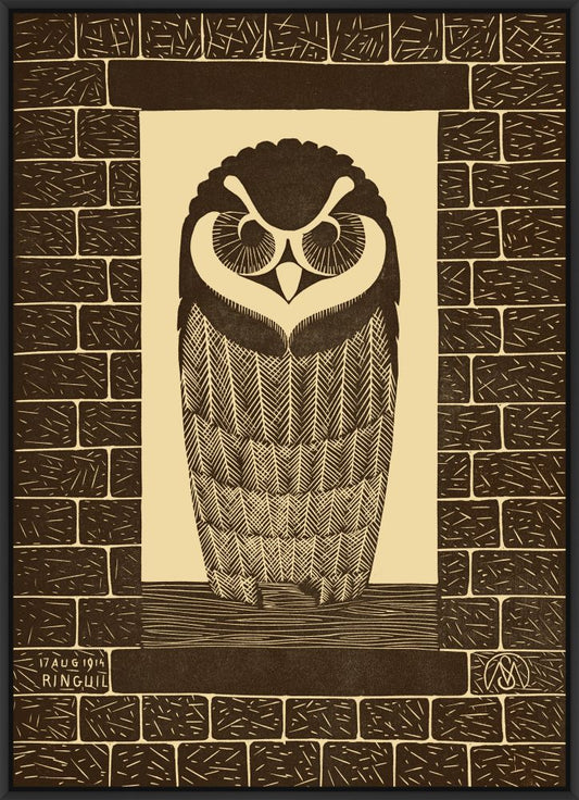 Ring Owl in Black and Beige Reverse, Samuel Jessurun de Mesquita, 1914 on Canvas