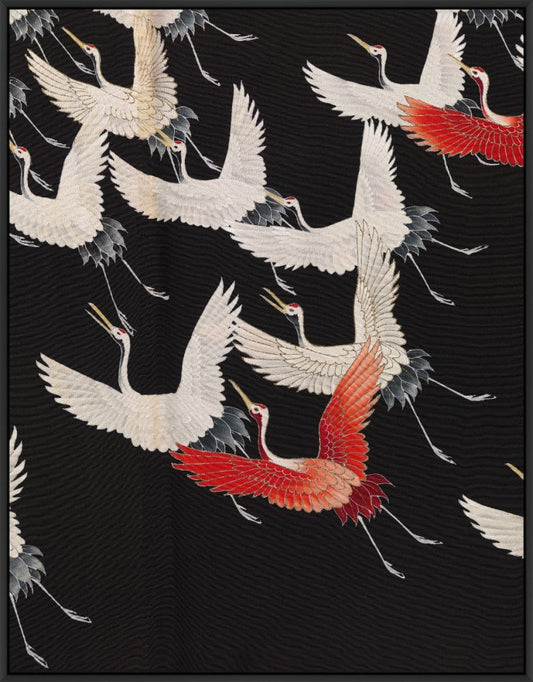 Myriad of Flying Cranes on Canvas