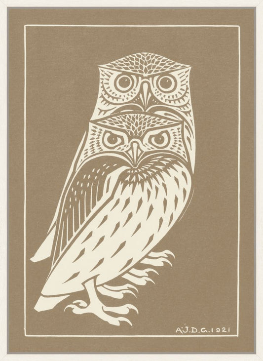Two Owls in Café Au Lait, Julie de Graag, 1921 on Canvas