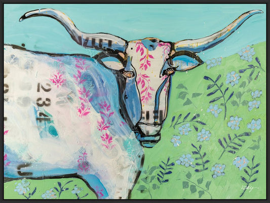 Longhorn in the Field on Canvas