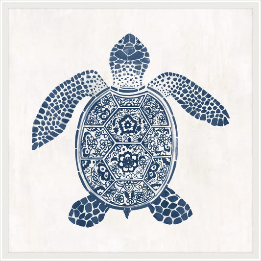 Asian Turtle Navy Blue with White I